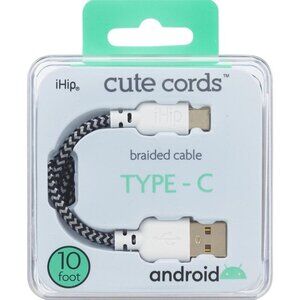 iHip Cute Braided 10ft Type-C USB Sync Charge Cable High Speed